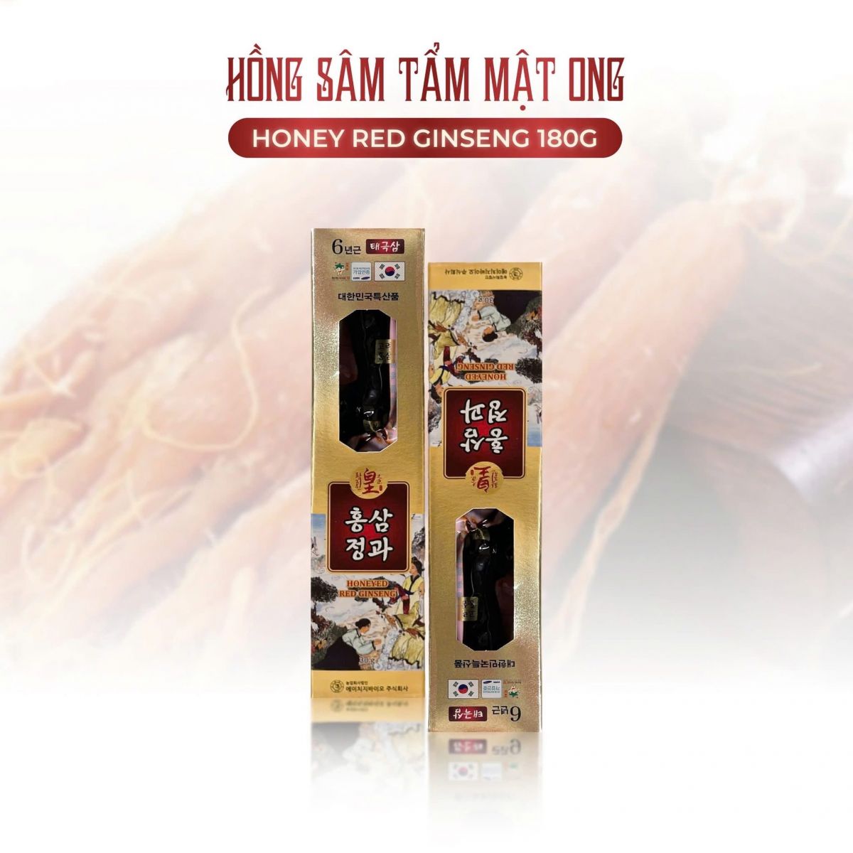 hồng sâm củ Tẩm mật ong  Hàn Quốc hộp 180g
